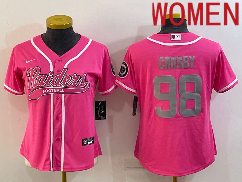 Women Oakland Raiders 98 Crosby Pink 2022 Nike Co branded NFL Jerseys